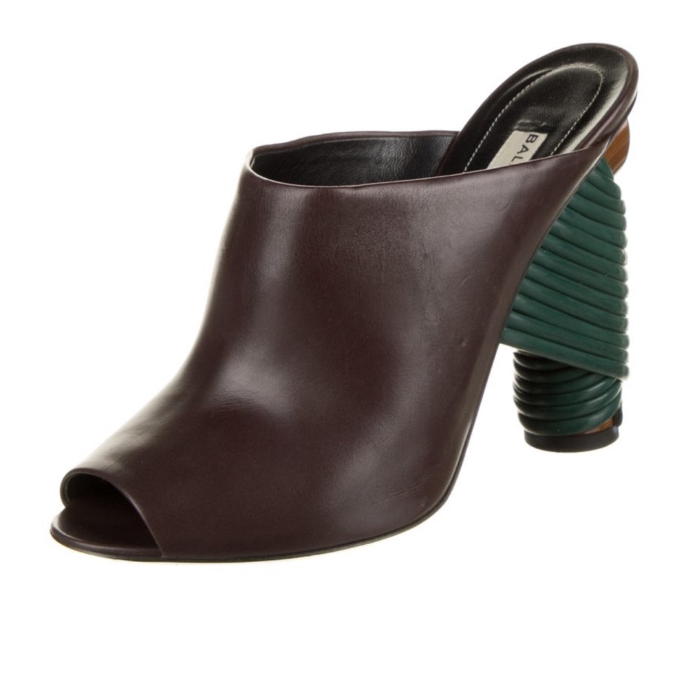 🤎💚🤎 Balenciaga Sculptural Leather Mules | Runway Heel | Size 6.5 (IT 37) - Picture 4 of 5